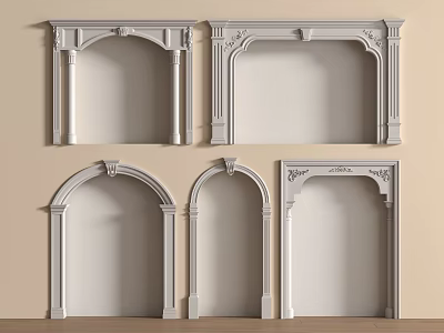 Multiple Decorative White Arch Frames With Ornate Details And Unique Designs 3d model