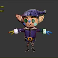 Cartoon Elf Character With Purple Outfit Hat Large Ears And White Gloves