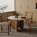 Quiet and Ancient Style Dining Tables and Chairs 3d model