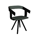 Modern Minimalist Dining Chairs With Green Padded Backrest Black Armrests And Black Legs