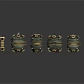 Mechanical Weapon Devices With Metallic Finish Circular Components And Bolts Arranged On Black Reflective Surface