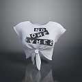 White Short Sleeve Top With Front Knot Design And NO ONE LIKES Print