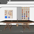 Indoor Sports Equipment Wooden Table Tennis Table Features Foldable Design and Colorful Wall Decor