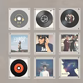 Vinyl Records And Album Covers Framed Wall Decor With Music Art