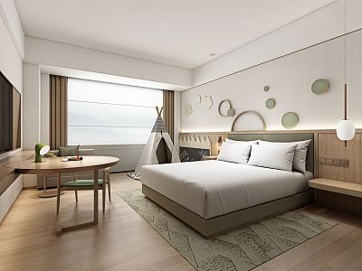 Modern Room Hotel Room Bedroom King Room 3d model