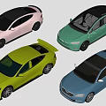 Stylish Colorful Modern Cars Showcasing Vibrant Hues And Sleek Designs