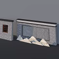 Traditional Scenic Wall With Gray Brick Square Hollow Decoration Fu Pattern And White Stone Decorations