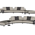 Modern Gray Sectional Sofa With Black Accent Pillows And Side Tables 3d model