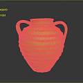 Handcrafted Green Clay Vase With Two Handles And Ribbed Surface Design