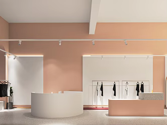 Modern Clothing Store Clothing Shelf Women's Clothing Store Cashier Shaped Showcase Clothes Fitting Mirror Nakajima Booth 3d model
