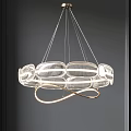 Modern Elegant White Wireframe Chandelier With Golden Infinity Curve For Contemporary Interior Design