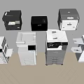 Various Office Appliances Including Multifunctional Printers And Copiers In Office Setting 3d model
