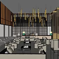 Modern Sales Office Interior With Wooden Structure Water Features And Spacious Green Corridor