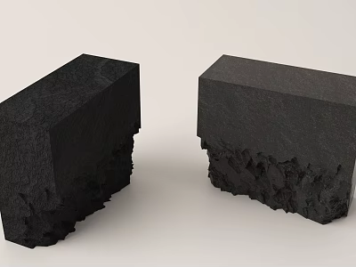 Modern Black Cube Reception Desk With Rough Edges And White Background 3d model