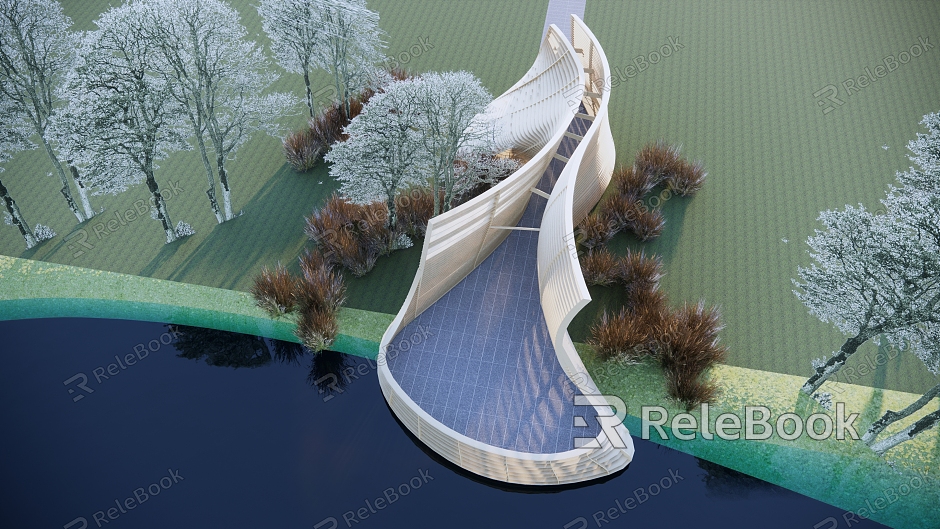 Modern Observation Deck Wooden Structure Special-shaped Gallery Observation Deck model