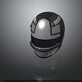 Silver And Black Racing Helmet With Shiny Reflective Surface And S Logo Design