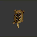 Intricate Carved Amber Wooden Turtle Shaped Furniture Decorative Sculpture With Small Figures And Engraved Patterns