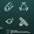 Neon Lamp Combination with Space Theme Planets Satellite Rocket Patterns 3d model