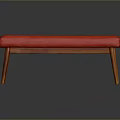Outdoor Chair With Red Padded Seat And Wooden Legs For Patio Garden Simple Design
