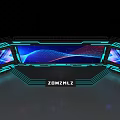 ZONZMLZ Stage with Large Screen Neon Blue Purple Wave Patterns and Futuristic Lighting