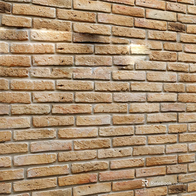 Natural Textured Brick Wall Surface With Light Brown Tones And Rustic Appeal 3d model 