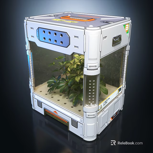 Modern Decorative Ornament Set With White Transparent Glass Case And Green Plants 3d model 