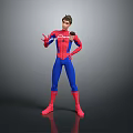 Spider Man Game And Movie Character In Red Blue Costume Posing With Web 3d model