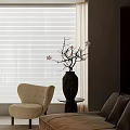Minimalist Living Room Design With Brown Sofa Stone Coffee Table Flat TV And Window Blinds
