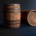 Two Piece Vintage Rustic Wooden Barrel Decorative Ornament Set for Home Interior Shelf