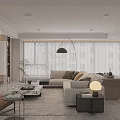 Modern Minimalist Open Living And Dining Room With Sleek Marble Floor And Elegant Furnishings
