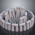 White Stone Circular Megalithic Structure With Tall Monoliths And Small Pillars 3d model
