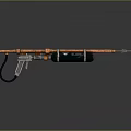 Orange And Black Weapon With Metal Barrel Grip And Cylindrical Tank Design