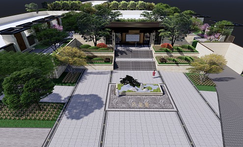 New Chinese-style Courtyard Landscape Stone Waterscape Demonstration Area Entrance Gate 3d model