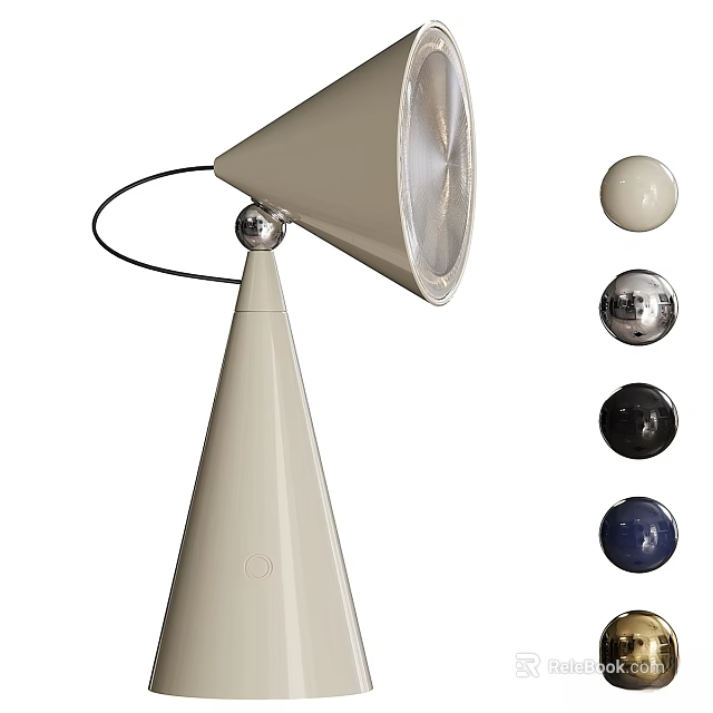 Beige Conical Table Lamp With Modern Design And Various Colored Spherical Accents 3d model 