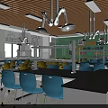 Modern Laboratory Interior Design With Blue Yellow Chairs Lab Benches And Equipment