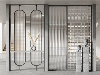 Modern partition glass brick screen partition 3d model