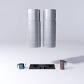 Modern Stainless Steel Kitchen Appliances With Range Hoods Gas Stove And Kettles