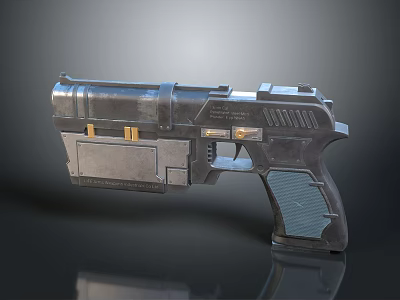 Futuristic Sci Fi Pistol With Metal Construction And Detailed Grip Design 3d model
