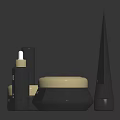 Perfume Cosmetics With Cream Jars Serum Tube Lipstick And Black Gold Luxury Packaging