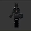 Modern Sniper Rifle With Long Barrel Scope And Tactical Design Features