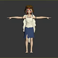 Cartoon Character With Brown Hair Red Eyes White Top And Blue Skirt Arms Outstretched