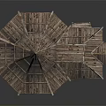 Traditional Rustic Wooden House Featuring Pyramid Roof And Wooden Plank Structure