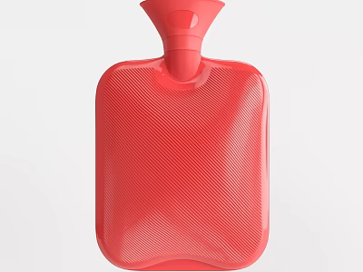 Red Hot Water Bottle With Textured Surface For Daily Warmth Use 3d model
