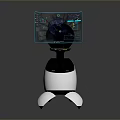 Modern Black And White Robot With Display Screen Showing Globe And Interface Elements 3d model