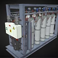 Industrial Style Furniture Cabinet With White Cylindrical Components And Control Panel