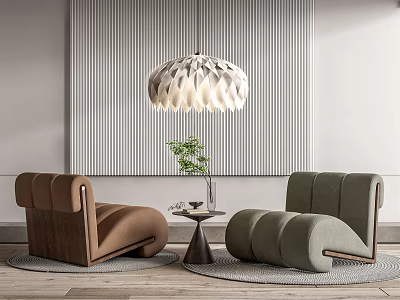 Modern Leisure Sofa Combination Leisure Chair Combination Chandelier Side Round Carpet 3d model