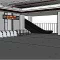Modern Station Interior With Spacious Hall White Tiled Floor Information Displays And Escalator