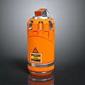Orange Hand Grenade Weapon With Warning Label And Metallic Parts Design 3d model
