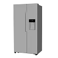 Modern Silver Double Door Refrigerator With Water Dispenser And Control Panel 3d model