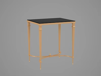 Elegant Modern Side Table With Black Tabletop And Gold Metal Legs 3d model